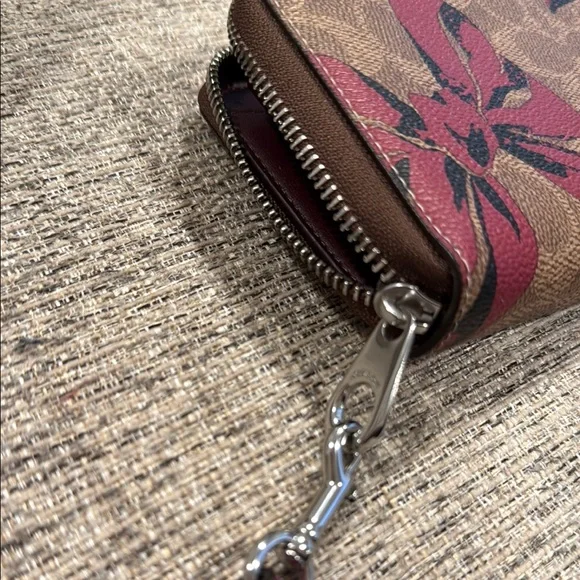 Coach Brown and Red Floral Wristlet - Picture 4 of 4